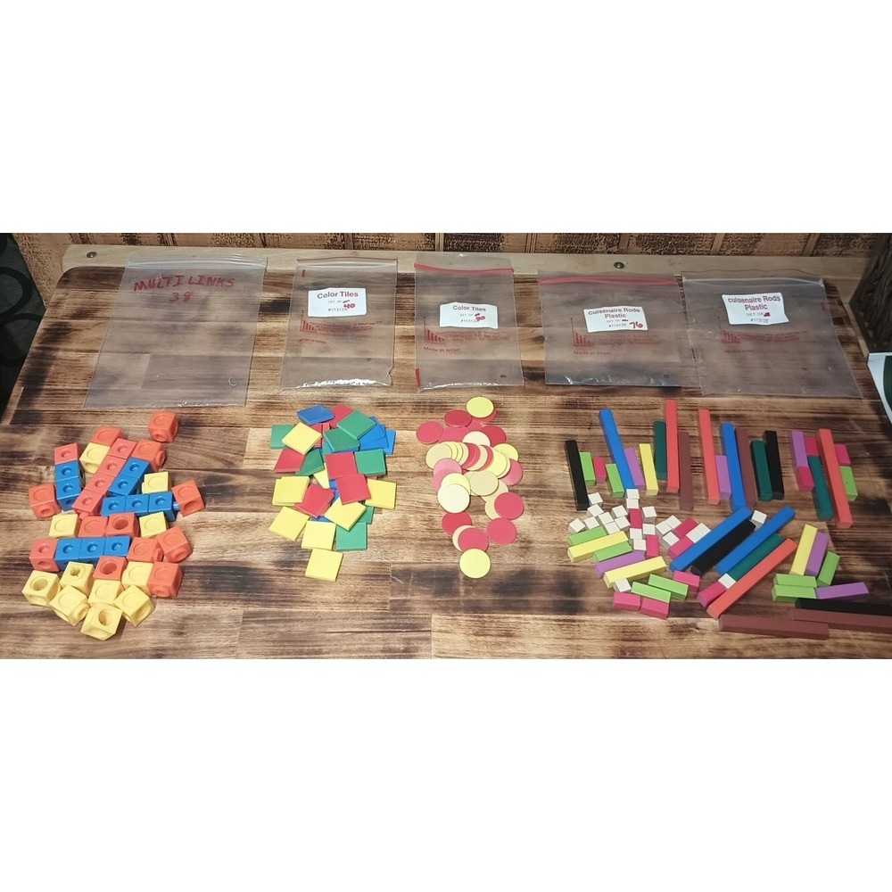 CUISENAIRE Multi Link Plastic Rods Cubes Squares Circle Teaching COUNTER 190 Lot
